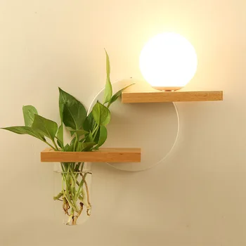 Moderne de Perete de Lumină Creative Verde Ghiveci Decor Acasă LED Lampă de Perete din Lemn, Soclu E27 AC 100-240V