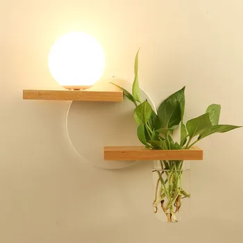 Moderne de Perete de Lumină Creative Verde Ghiveci Decor Acasă LED Lampă de Perete din Lemn, Soclu E27 AC 100-240V