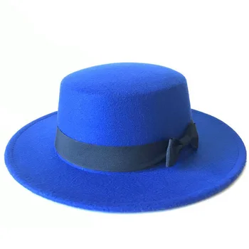 YOYOCORN Bărbați sombrero bowler biserica trilby pălării pentru femei Gorra Mujer arc panglică Neagră capac chapeau femme Epocă simțit pălărie fedora