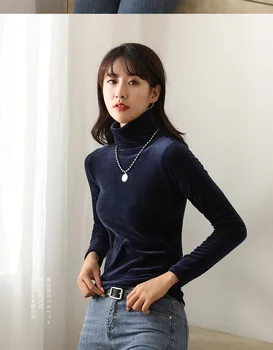 XiaoMi high-gât bottom tricou femei plus catifea caldă cu mâneci lungi de piele-friendly, confortabil, non-decolorare și non-purtători de sus