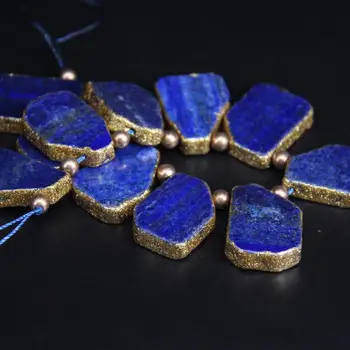 Approx11PCS/strand Lapis Lazuli Sus Forate Prime Placa Felie Margele de Aur tivita Pandantive,Pietre Naturale Piatra Pepită de Luare de Bijuterii