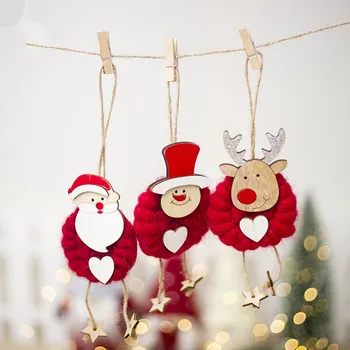 3pcs Crăciun Elan Moș Crăciun Lână Simțit Jucării pentru Pomul de Crăciun Agățat Ornamente Pentru Acasă de Crăciun Decoratiuni Partid Navidad Copii Cadou