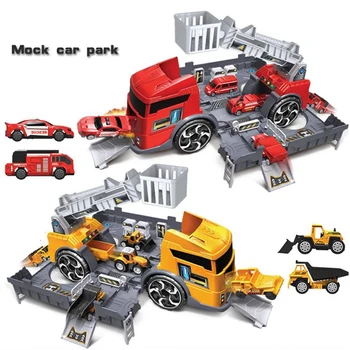 Copii Puzzle Jucării Deformare Foc Inginerie Vehicul De Depozitare Parcare Interacțiune Părinte-Copil Inerție Model De Masina Set,Rosu