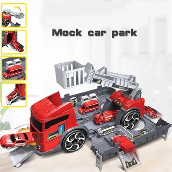 Copii Puzzle Jucării Deformare Foc Inginerie Vehicul De Depozitare Parcare Interacțiune Părinte-Copil Inerție Model De Masina Set,Rosu