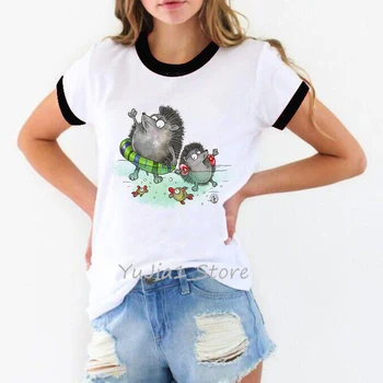 Vara 2020 amuzant drăguț Arici animal print feminin tricou femei, alb, cu maneci scurte t shirt ringer tee diy personalizate tricou topuri