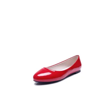 Doamna Simplu Confortabil Rotund Toe Rosu Alb Flattie Anti-slippy Slip-on de Dimensiuni Mari 46 47 Stil European Și American Singură Pantofi
