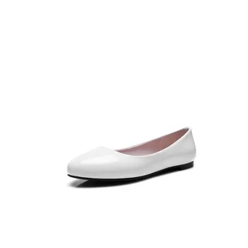 Doamna Simplu Confortabil Rotund Toe Rosu Alb Flattie Anti-slippy Slip-on de Dimensiuni Mari 46 47 Stil European Și American Singură Pantofi