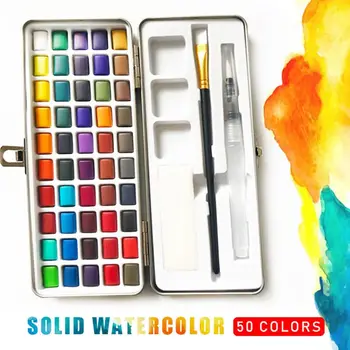 50 de Culori Profesionale Solide Vopsea Acuarelă Pigment Set Pictura Unghii Portabil Tesatura de Instrumente de Desen pentru Incepatori Un Desen