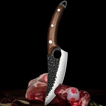 Longquan manual bate ascuțit cuțit de bucătărie de uz casnic de bucatarie set de 6 cutite pentru dezosat tăietor cuțit de măcelar carne suport cuțit