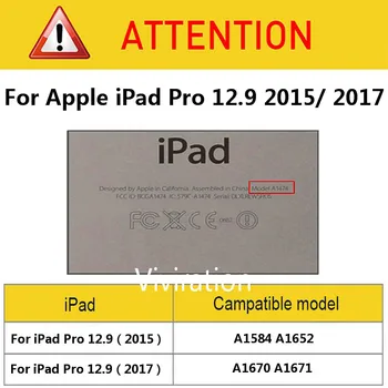 PU Piele Caz Pentru Apple iPad Pro 12.9 2017 A1671 A1652 Suport pentru Tabletă PC Capacul de Somn Inteligent Shell Greu Husă de Protecție