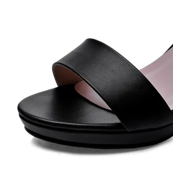 MAZIAO Dimensiuni Mari 34-43 2018 Moda Tocuri Groase sandale Femei, Sandale de Înaltă Calitate din Piele Pu Negru Pantofi Roșii Femeie