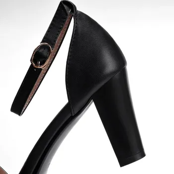 MAZIAO Dimensiuni Mari 34-43 2018 Moda Tocuri Groase sandale Femei, Sandale de Înaltă Calitate din Piele Pu Negru Pantofi Roșii Femeie