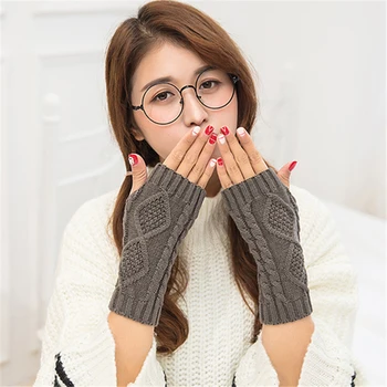 Coreea de Iarnă Lână femeii Jumătate Degetul Mănuși de poftă de mâncare Cald Tricotate Pereche de Mănuși