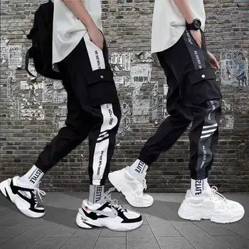 2020 Bărbați Hip Hop Streetwear Îmbinare Jogging Pantaloni De Moda De Sex Masculin Casual Cargo Pant Pantaloni De Strada De Mare Elastic Talie Om Harem Pant
