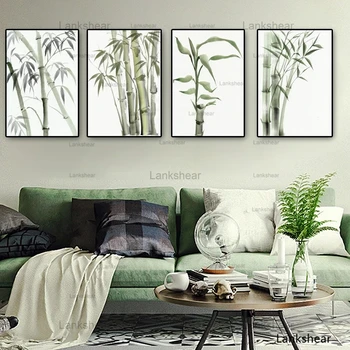 Frunze De Bambus Postere Si Printuri Abstracte Pictura De Cerneală Decor De Perete De Arta De Perete Panza Pictura Imagine Nordic Decor Acasă
