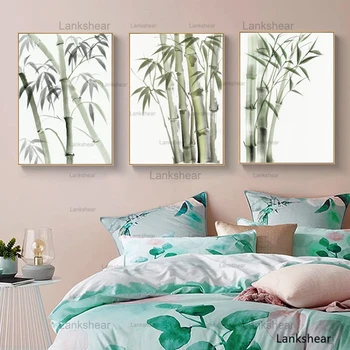 Frunze De Bambus Postere Si Printuri Abstracte Pictura De Cerneală Decor De Perete De Arta De Perete Panza Pictura Imagine Nordic Decor Acasă