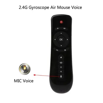 2.4 GHz 2,4 GHz Zbor Air Mouse T2 Control de la Distanță fără Fir Cu Microfon Microfon de Voce de Căutare 3D Gyro Stick de Mișcare pentru Android Smart