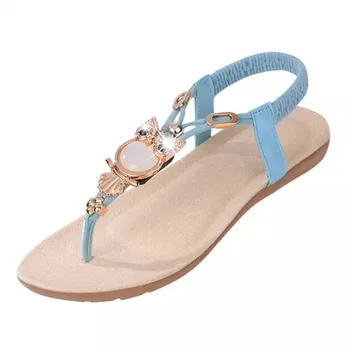 2019 Vara Femeie Sandale pentru Femeie papuci de Plaja, sandale Sandale Femei cu Toc mic cu Margele de Pantofi pentru Femeie Pantofi Bufnita Sandale Încălțăminte