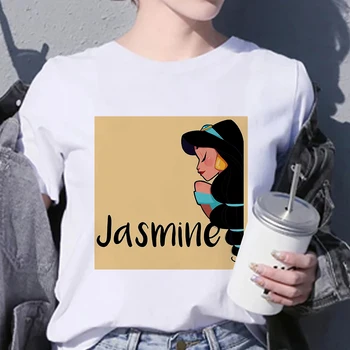 Disney Frumoase Femei T Shirt Short Sleeve Crewneck Eleganta Jasmine Printesa De Imprimare De Marcă Tricouri Amuzante Vara Hipster
