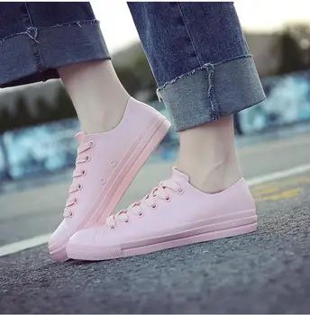 Cizme De Ploaie Pentru Femei Adidași Alb Pantofi Impermeabil 2019 Primavara-Vara Femei Pantofi Casual De Cauciuc Cizme De Ploaie Marimea 40