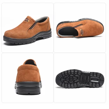 Oamenii de Vaca piele de Căprioară Pantofi de protecție din Oțel Tep Puncție-Dovada Cizme Usoare, Respirabil Slip-on lucrări de Construcții de Pantofi pentru Bărbați