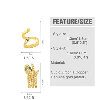 F. I. N. S CHIC Crystal Snake Cercei Stud Pentru Femei Zirconiu Cubic Șarpe Cercei Noi INS Stil CZ de Animale Drăguț Moda Bijuterii