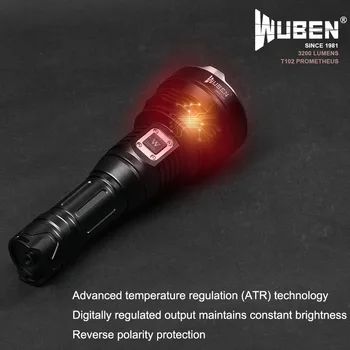 WUBEN Super Puternic Lanterna Led-uri Lanterna USB Reincarcabila Cree XHP70 3200 Lumeni Acumulator 26650 Ajunge 454M Lumina T102