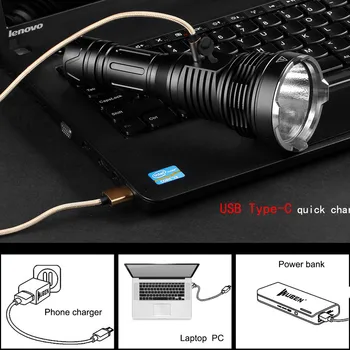 WUBEN Super Puternic Lanterna Led-uri Lanterna USB Reincarcabila Cree XHP70 3200 Lumeni Acumulator 26650 Ajunge 454M Lumina T102