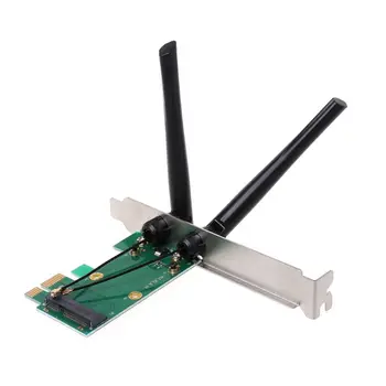 Placa Wireless WiFi Mini PCI-E Express PCI-E Adaptor Antena 2 PC Extern