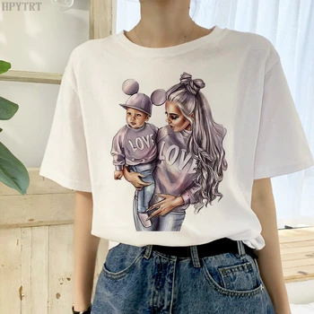 Super mama imprimate T-shirt Harajuku girls cafea model de tricou casual moda de îmbrăcăminte pentru femei plus dimensiune Tricou Femei topuri