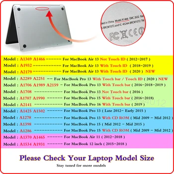 Noi Mată Caz Laptop Pentru MacBook Pro 13 caz pentru Mac book Air 13 acoperi Atingeți Bara de funda Pro 15 16 12 11 inch coajă de Protecție