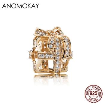 Anomokay Sterling 925 de Argint se Amestecă Stil de Culoare de Aur Farmecul Șirag de mărgele Pandantiv se potrivesc Brățară Pandora cel Mai bun DIY Bijuterii Cadou