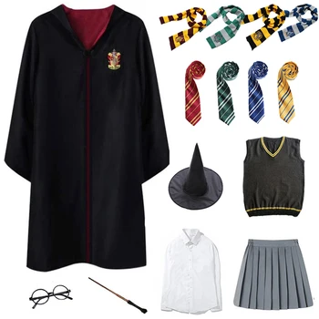 Potter Cosplay Costum De Haine Potter Magic Tinutele Mantie Halat Cape Cu Cravată Eșarfă Bagheta, Accesorii Pentru Costum De Halloween Petrecere De Prop