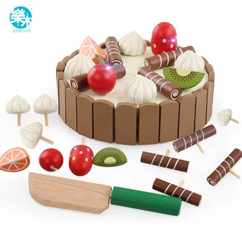 Logwood pentru copii din Lemn de Bucatarie Jucarii pretinde joc tort de tăiere din Lemn mini tort Juca Alimente pentru Copii jucarii Lemn fructe de gătit Jucărie