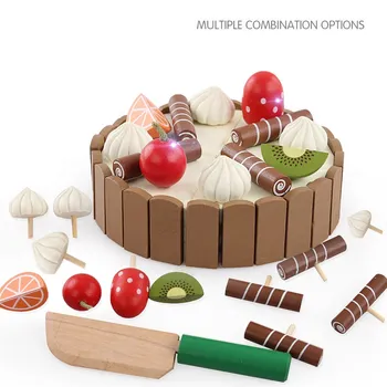 Logwood pentru copii din Lemn de Bucatarie Jucarii pretinde joc tort de tăiere din Lemn mini tort Juca Alimente pentru Copii jucarii Lemn fructe de gătit Jucărie
