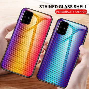 Colorate anti-zgârieturi din sticlă caz de telefon pentru Samsung Galaxy A21 A01 A51 A71 A81 A10 A20 A50 A70 A90 A40 capac spate din silicon moale