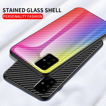 Colorate anti-zgârieturi din sticlă caz de telefon pentru Samsung Galaxy A21 A01 A51 A71 A81 A10 A20 A50 A70 A90 A40 capac spate din silicon moale