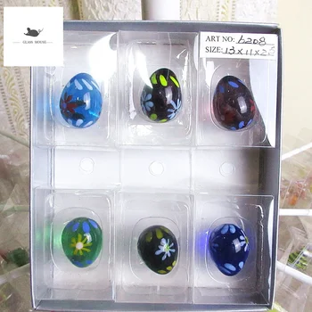 6pcs Decorative, Figurine Miniaturale din sticlă de murano ou ornamente Desktop acasă de Paște decor lucrate manual din sticlă Bile Colorate ouă
