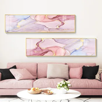 Nordic Abstract de aur de perete de arta canvas Postere, Printuri Acuarelă roz verde Imagini Living morden imprimare fără chenar Poster