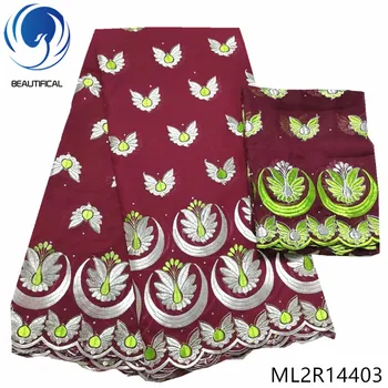 BEAUTIFICAL Broderie dantela din bumbac țesături de Moda nigerian elvețian dantela tesatura pentru femei rochie 5yards bumbac elvețian dantela ML2R144