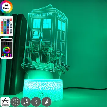 Filmul Doctor who Cabină Telefonică Iluzia 3D LED Lumina de Noapte de Culoare Schimbare LED-uri Lampă de Masă pentru Copii Decorare Dormitor Cadouri