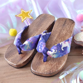 Tradiționale Japoneze Femei Papuci Anime Cosplay Kimono Geta Vara Sandale De Plaja, Flip-Flops Paulownia Saboți De Lemn Pantofi