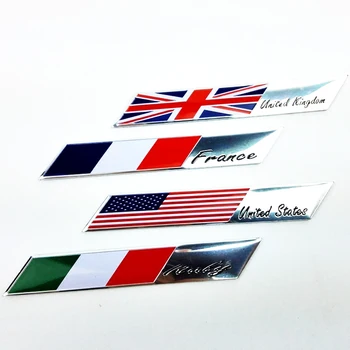 10BUC Franța Italia marea BRITANIE SUA Germania Flag Mult Romb Subtire de Aluminiu Eticheta Emblema Crom Autocolant Auto pentru Fiat, Alfa Romeo, Peugeot