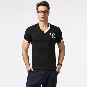 Moda pentru Bărbați V-Neck T Camasa Maneca Scurta Casual tricouri Slim Fit Shirt Mens Tee Topuri