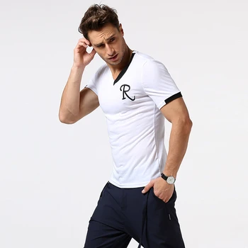 Moda pentru Bărbați V-Neck T Camasa Maneca Scurta Casual tricouri Slim Fit Shirt Mens Tee Topuri