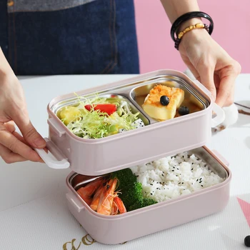 Cutie de prânz 1200ml de Lemn Sentiment Salata Bento Caseta BPA Free Portabil Recipient Cutie Lucrătorilor Student