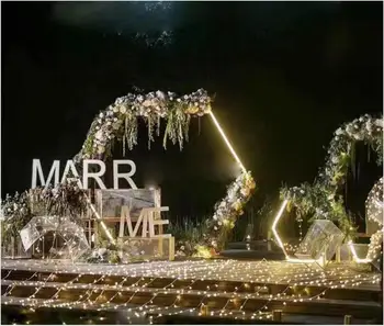 Hexagonală arc de nunta de diamant forjat Arc Partidul Decor de Fundal de Nunta Recuzită Singur Arc de Flori în aer liber Gazon Road Ghid