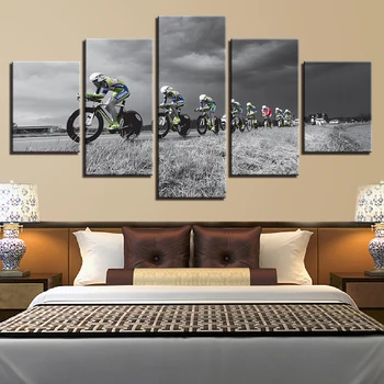 Panza Pictura HD Printuri Decor Acasă 5 Piese Motocicleta Rider Arta de Perete Modular Imaginile Pentru Camera de zi Dormitor opera de Arta Poster