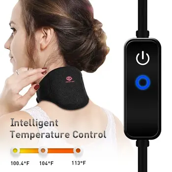 Încălzit de Gât Wrap cu Temperatură Reglabilă și Cablu USB Grafen Departe-Infraroșu Fizice de Col uterin Terapie pentru Ameliorarea Durerii