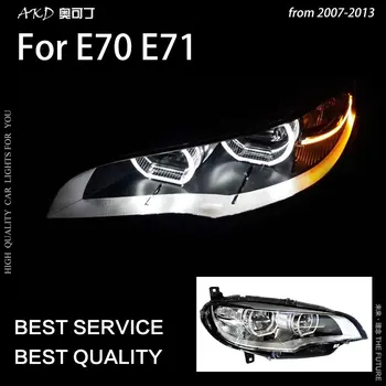 AKD Styling Auto Lampă de Cap pentru X6 E71 Faruri 2007-2013 X5 E70 Faruri Angel Eye cu LED DRL Semnal Lampă Hid Accesorii Auto